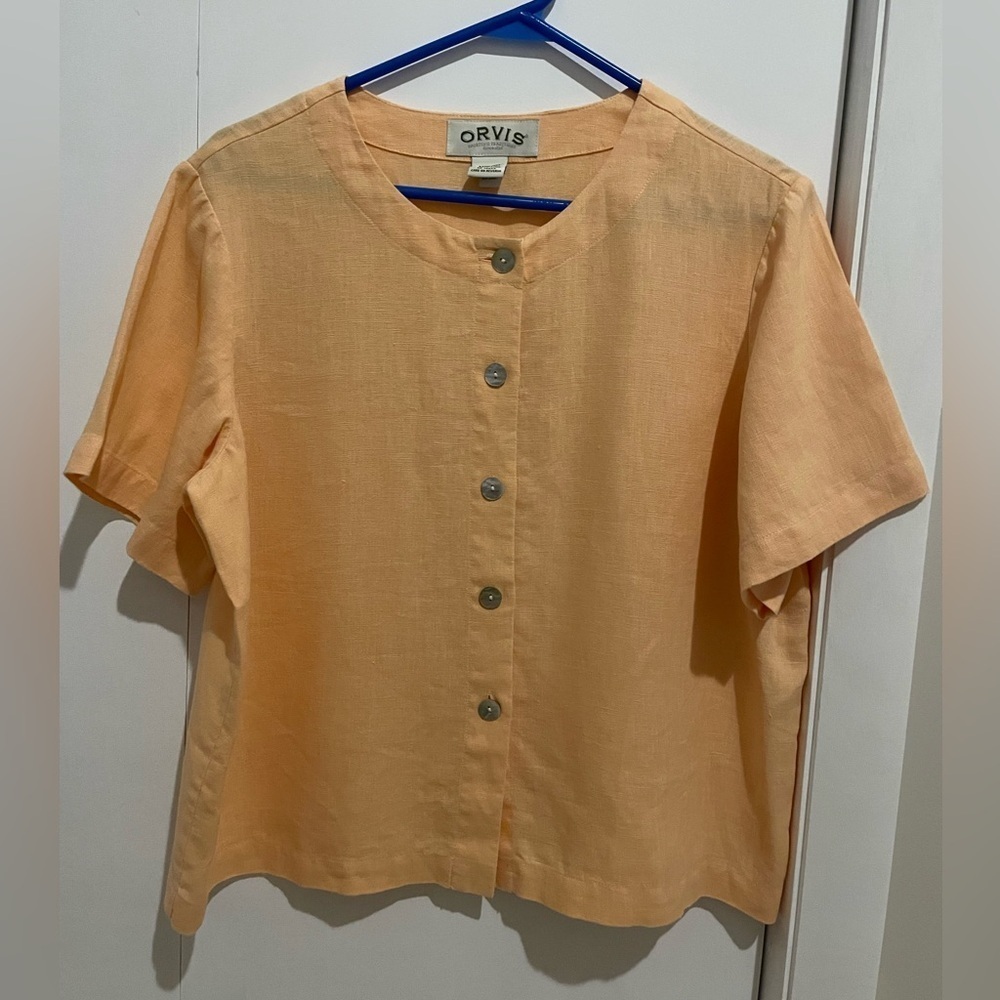 Orvis Linen Button Down Short Sleeve Shirt